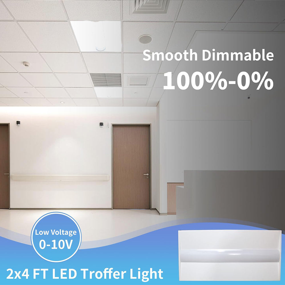 2X4 LED Troffer Center Basket Panel Light 30/40/50/60/72W Tunable 3000K/3500K/4000K/5000K/6500K 130LM/W Dimmable Ceiling Light Fixture ETL DLC Listed--4 Pack