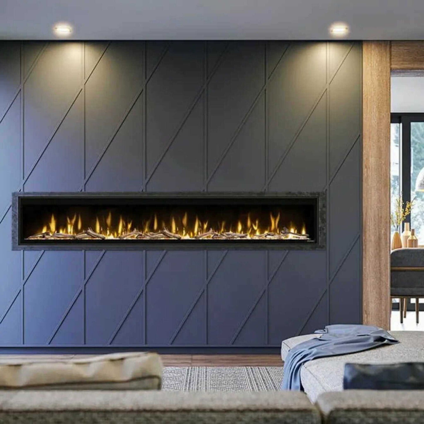 Dimplex Ignite Evolve Built-In Frosted Tumbled Glass Linear Electric Fireplace With Heat Boost System & Trim Kit (SAK59214)
