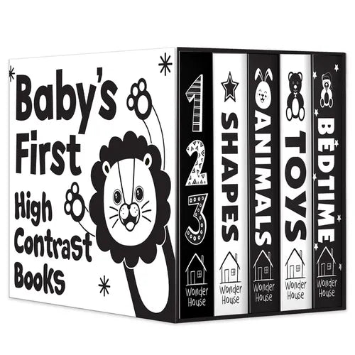 Baby's First High-Contrast Books Boxed Set [Box Set of 5] - Age Group: 0+ / Black and White Tummy Time Books /Illustrated Board Book for Kids/Toddlers