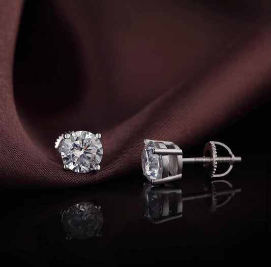 925 Sterling Silver 5MM Round Cut Screw Back Studs - Donatello Gian - Little Red General Store