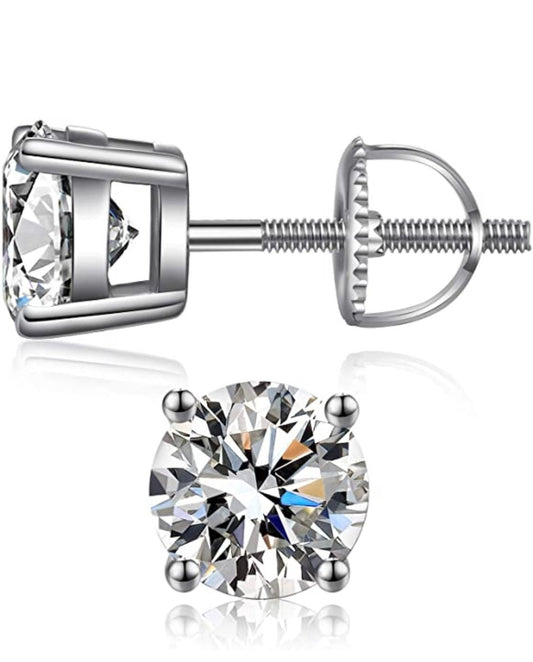 925 Sterling Silver 5MM Round Cut Screw Back Studs - Donatello Gian - Little Red General Store