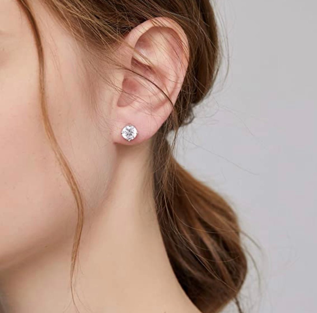 925 Sterling Silver 5MM Round Cut Screw Back Studs - Donatello Gian - Little Red General Store