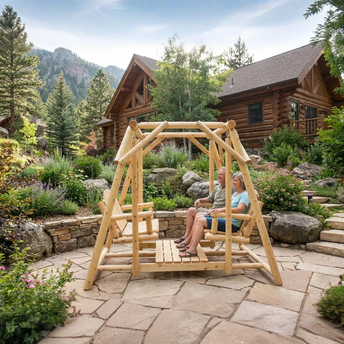 Double Benches Swing for Patio
