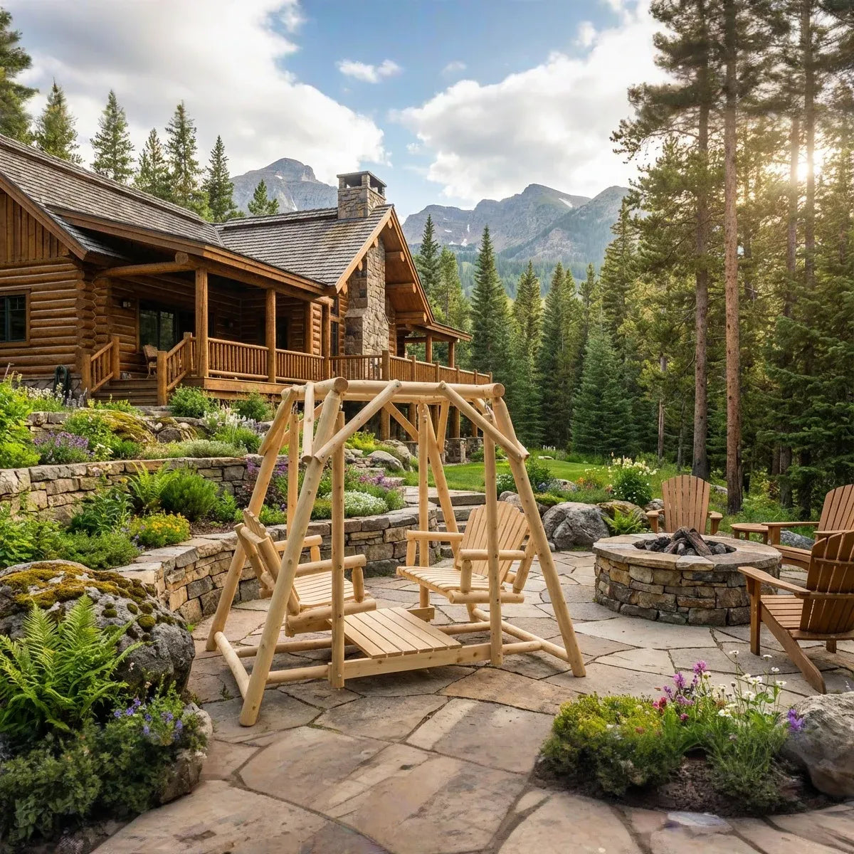 Double Benches Swing for Patio