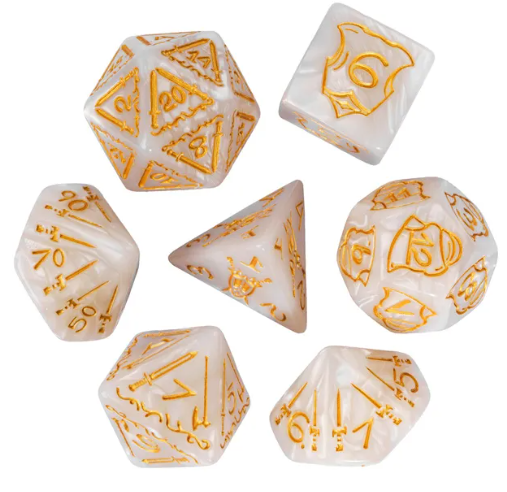 Giant Fighter Pearl Dice (7) with Gold Numbers JUMBO Dice Set (Available in Several Colors)