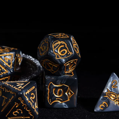 Giant Fighter Pearl Dice (7) with Gold Numbers JUMBO Dice Set (Available in Several Colors)