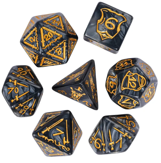 Giant Fighter Pearl Dice (7) with Gold Numbers JUMBO Dice Set (Available in Several Colors)