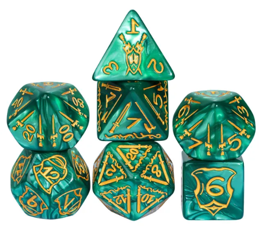 Giant Fighter Pearl Dice (7) with Gold Numbers JUMBO Dice Set (Available in Several Colors)