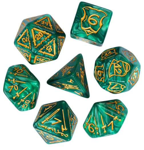 Giant Fighter Pearl Dice (7) with Gold Numbers JUMBO Dice Set (Available in Several Colors)