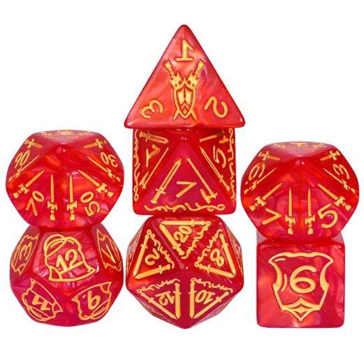 Giant Fighter Pearl Dice (7) with Gold Numbers JUMBO Dice Set (Available in Several Colors)