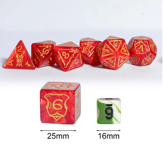 Giant Fighter Pearl Dice (7) with Gold Numbers JUMBO Dice Set (Available in Several Colors)
