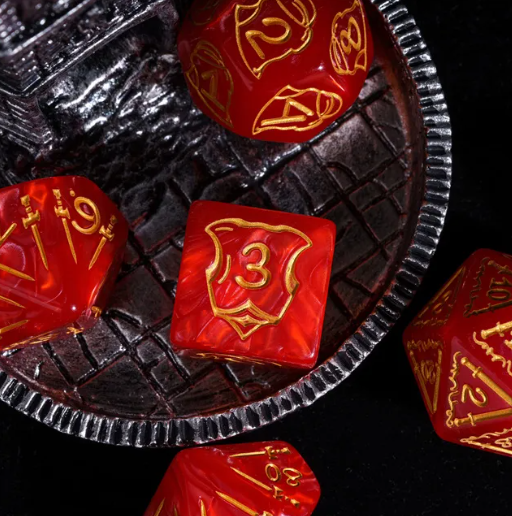 Giant Fighter Pearl Dice (7) with Gold Numbers JUMBO Dice Set (Available in Several Colors)