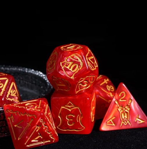 Giant Fighter Pearl Dice (7) with Gold Numbers JUMBO Dice Set (Available in Several Colors)