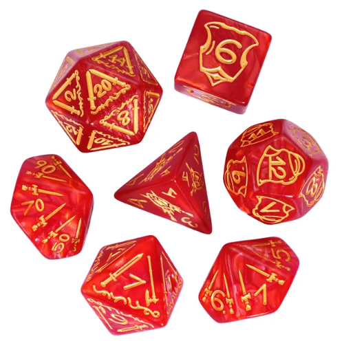 Giant Fighter Pearl Dice (7) with Gold Numbers JUMBO Dice Set (Available in Several Colors)