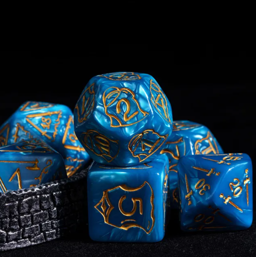 Giant Fighter Pearl Dice (7) with Gold Numbers JUMBO Dice Set (Available in Several Colors)