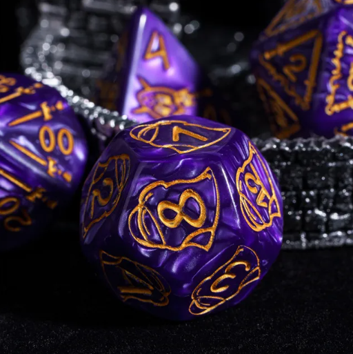 Giant Fighter Pearl Dice (7) with Gold Numbers JUMBO Dice Set (Available in Several Colors)