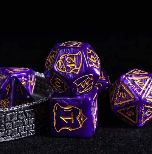 Giant Fighter Pearl Dice (7) with Gold Numbers JUMBO Dice Set (Available in Several Colors)