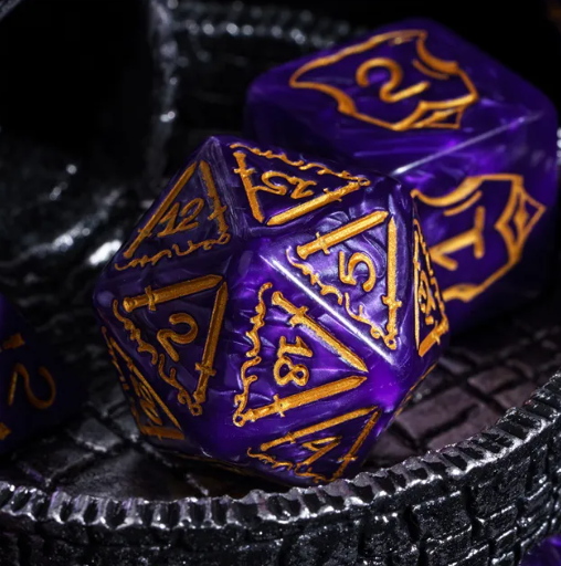 Giant Fighter Pearl Dice (7) with Gold Numbers JUMBO Dice Set (Available in Several Colors)