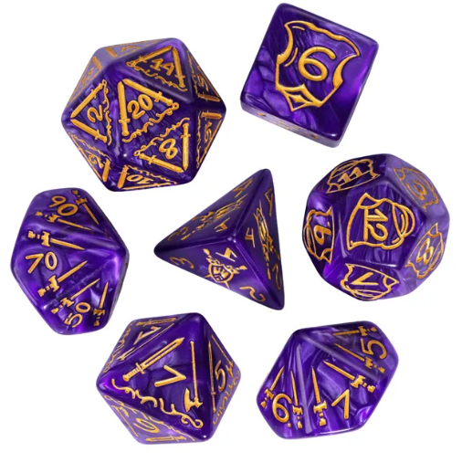 Giant Fighter Pearl Dice (7) with Gold Numbers JUMBO Dice Set (Available in Several Colors)