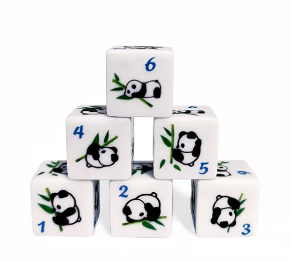 (White) Panda Dice | Printed d6 Dice Featuring Fantasy Animal Numbered