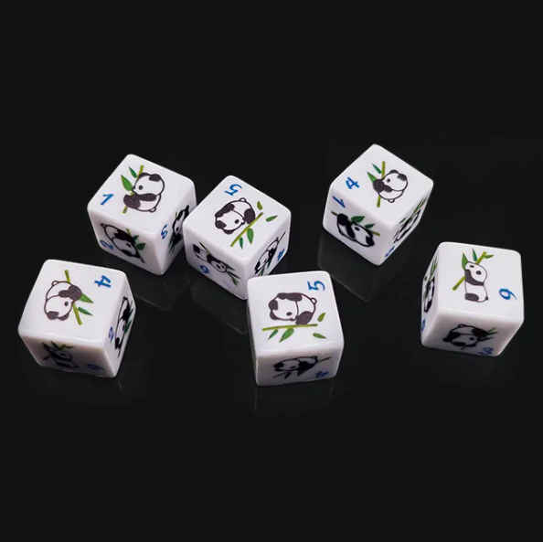 (White) Panda Dice | Printed d6 Dice Featuring Fantasy Animal Numbered