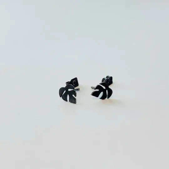 Black Plated Plant Stud Earrings Propagation Station Set