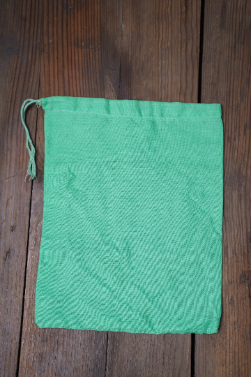 2x3 Inches Reusable Eco-Friendly Cotton Single Drawstring Bags Green Color