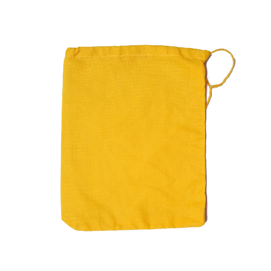 10x12 Inches Reusable Eco-Friendly Cotton Single Drawstring Bags Yellow Color