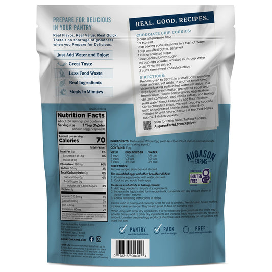 Pasteurized Dried Whole Egg Powder Pouch, 24 Servings