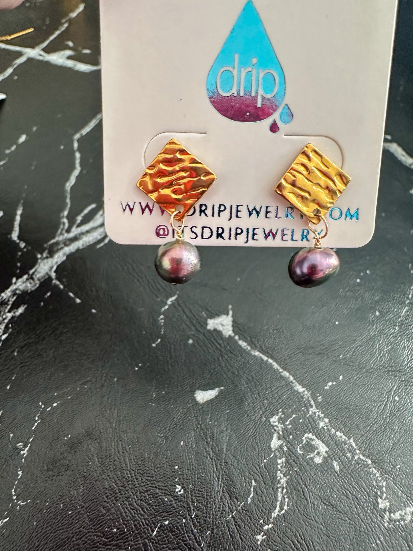 Carly Earrings- Tahitian Pearl or White Pearl on Gold