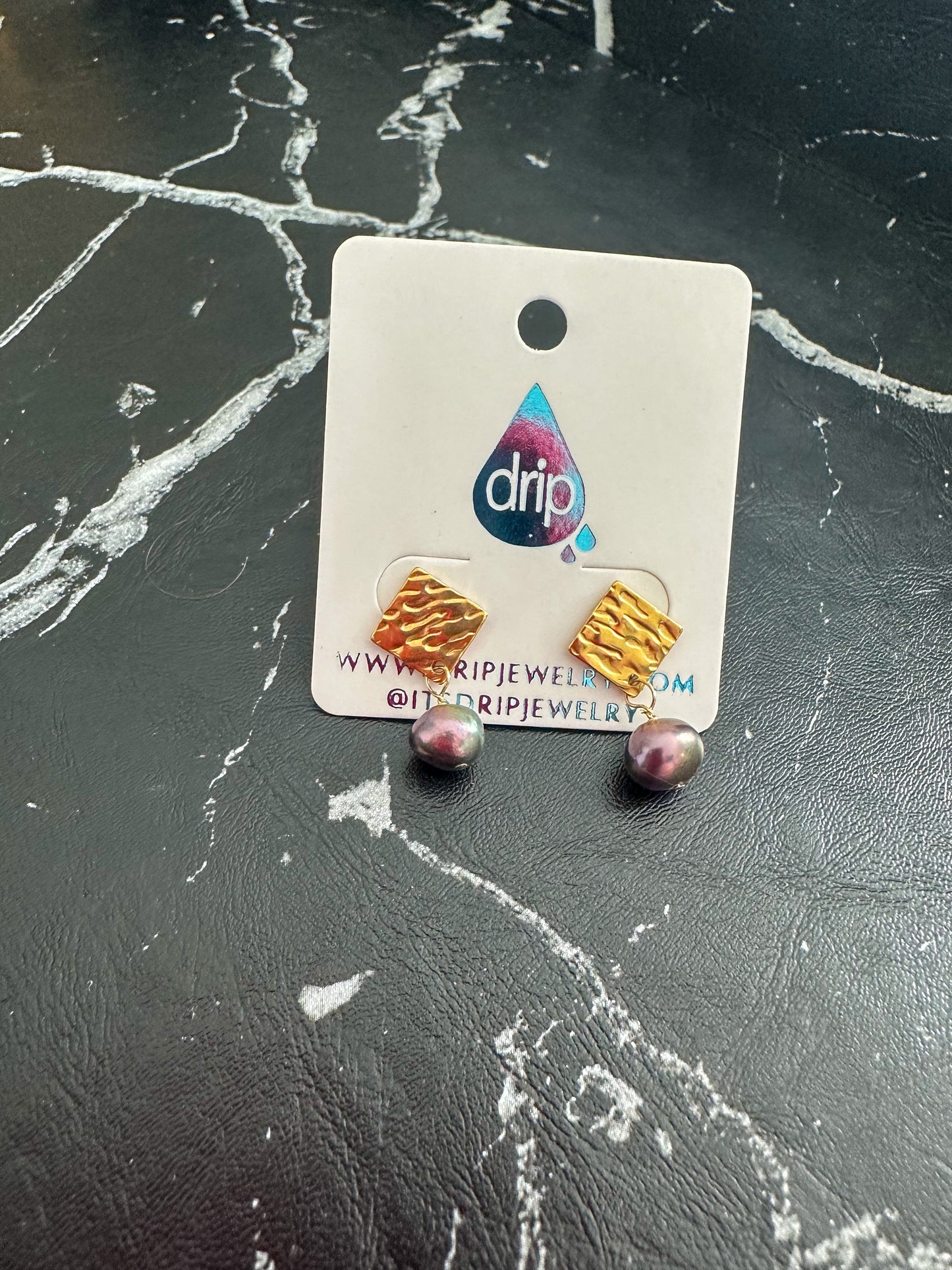 Carly Earrings- Tahitian Pearl or White Pearl on Gold