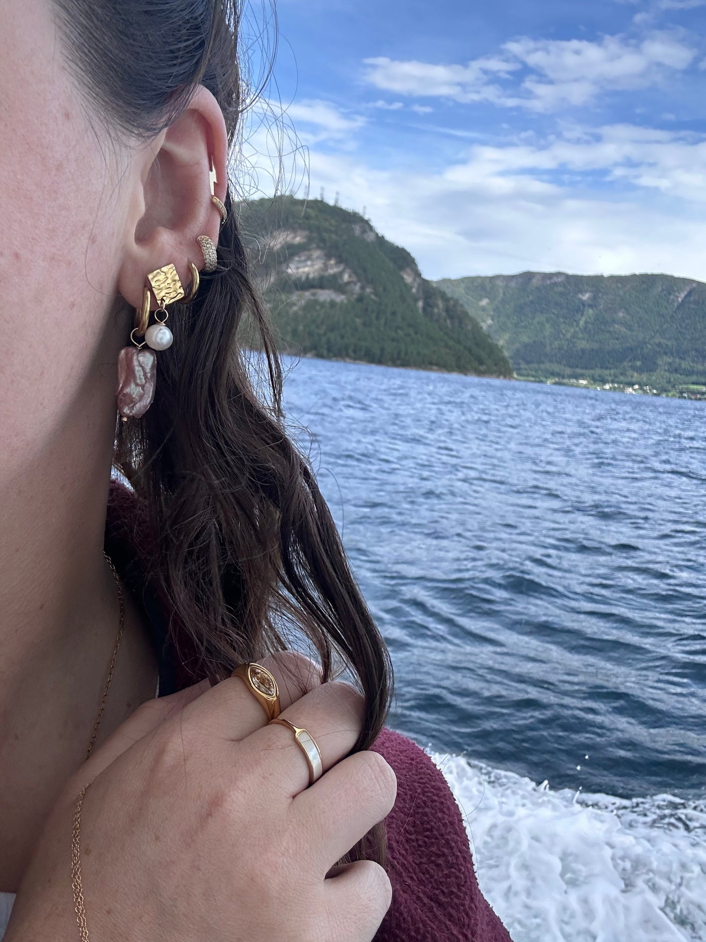 Carly Earrings- Tahitian Pearl or White Pearl on Gold