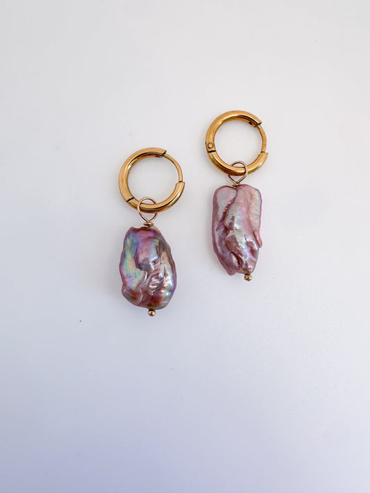 Iridescent Pearl or No Pearl Hoops