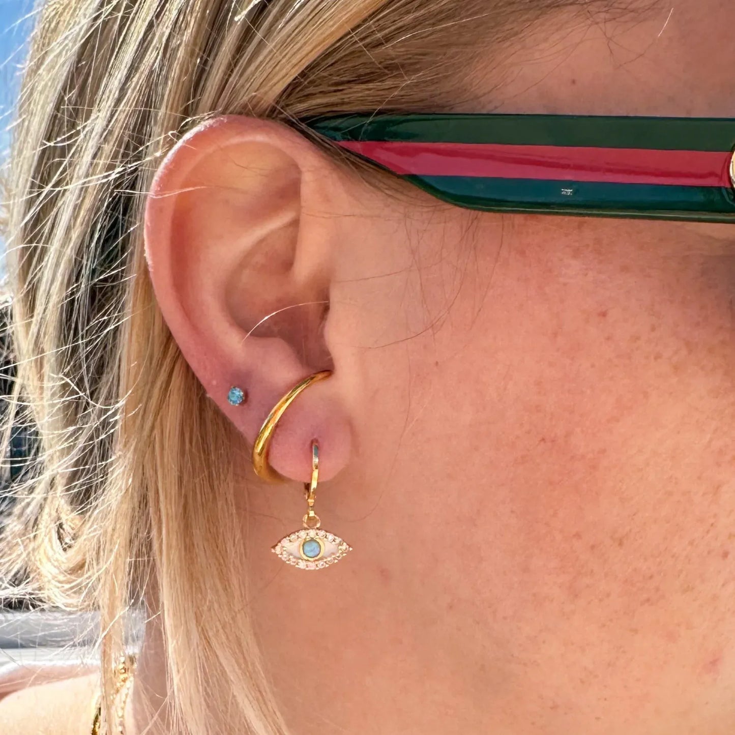 Opal Evil Eye Huggies