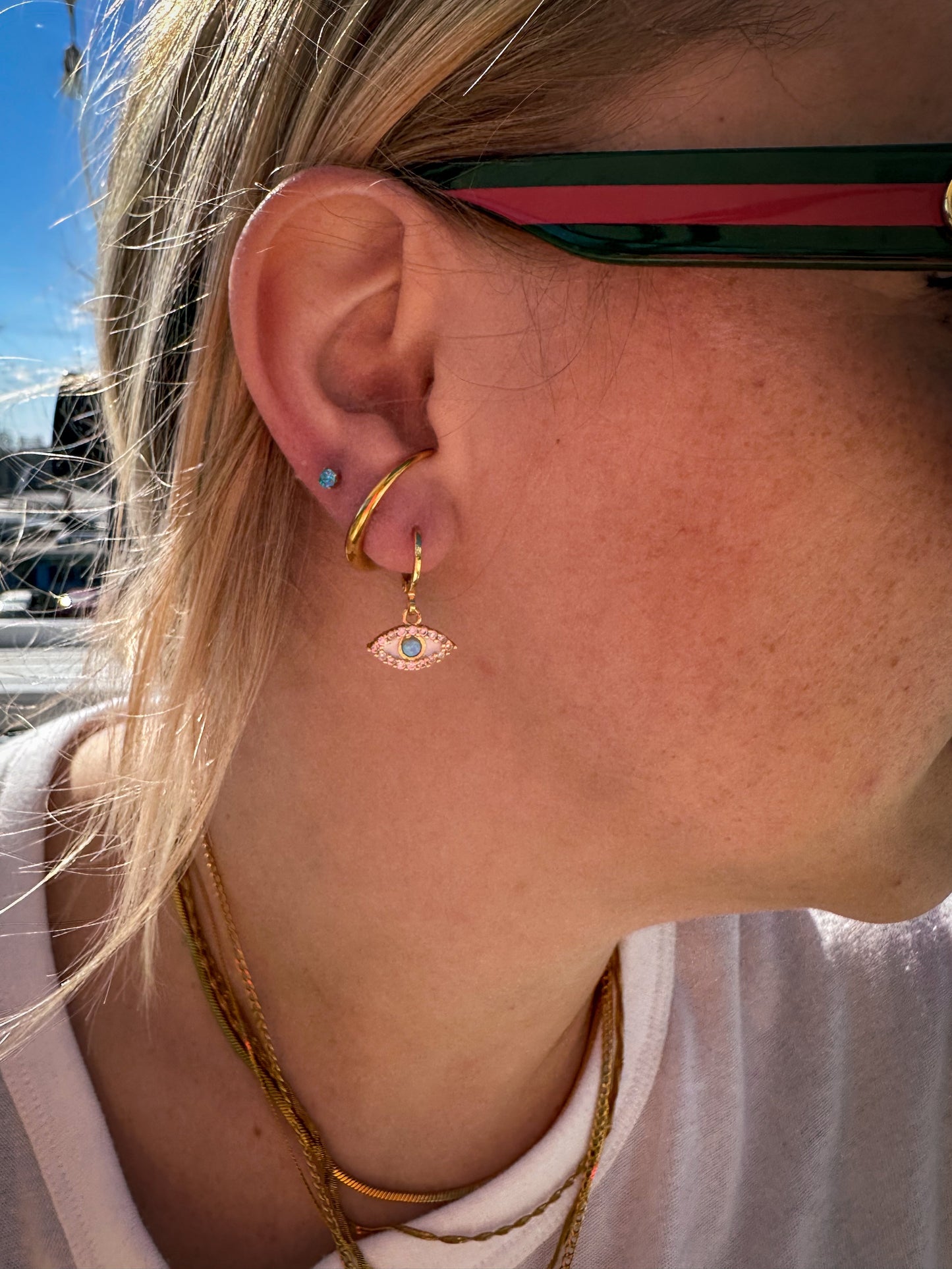 Opal Evil Eye Huggies