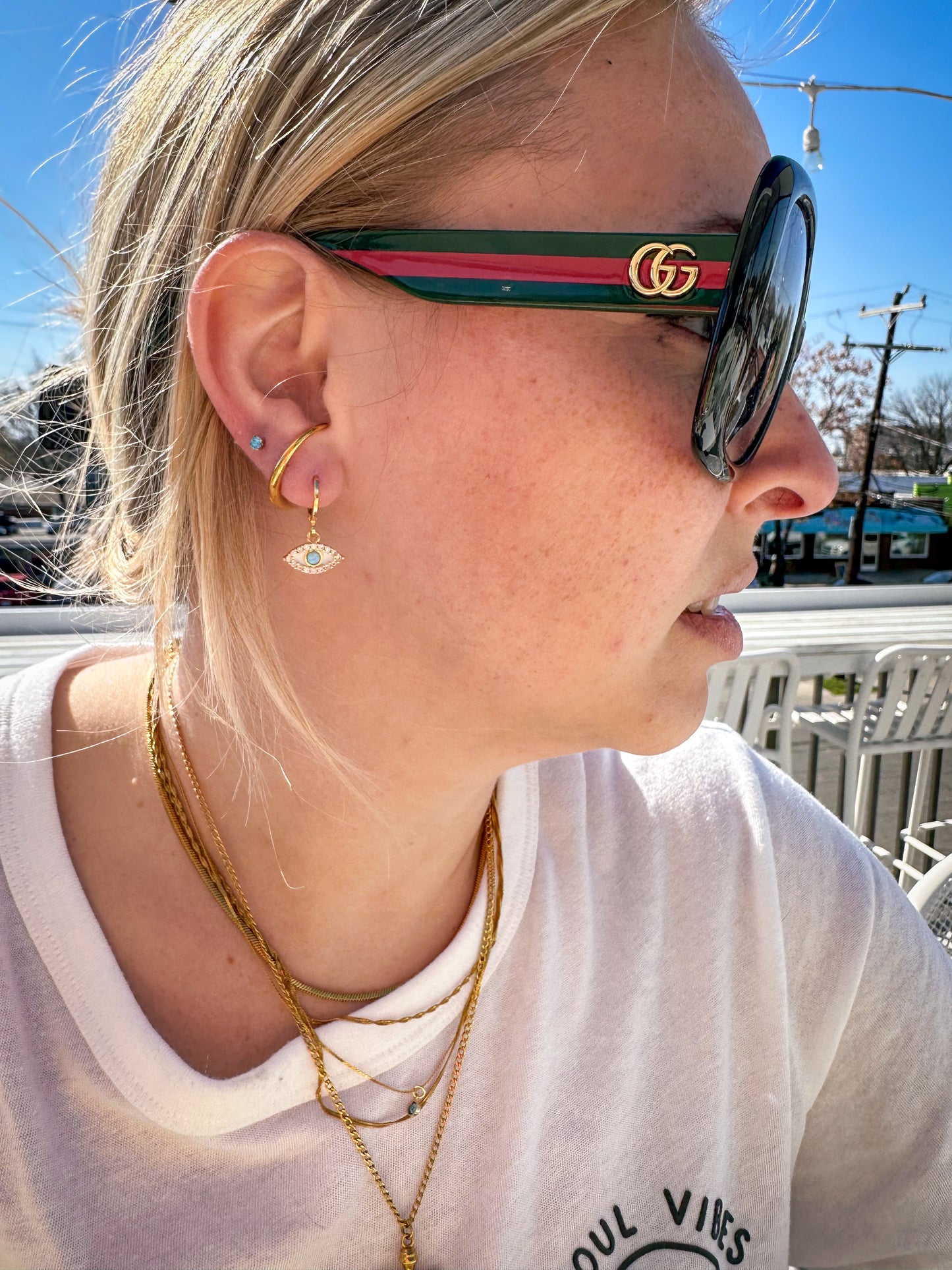 Opal Evil Eye Huggies