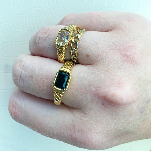 Stone Rope Ring 3 color options (size 6-8)