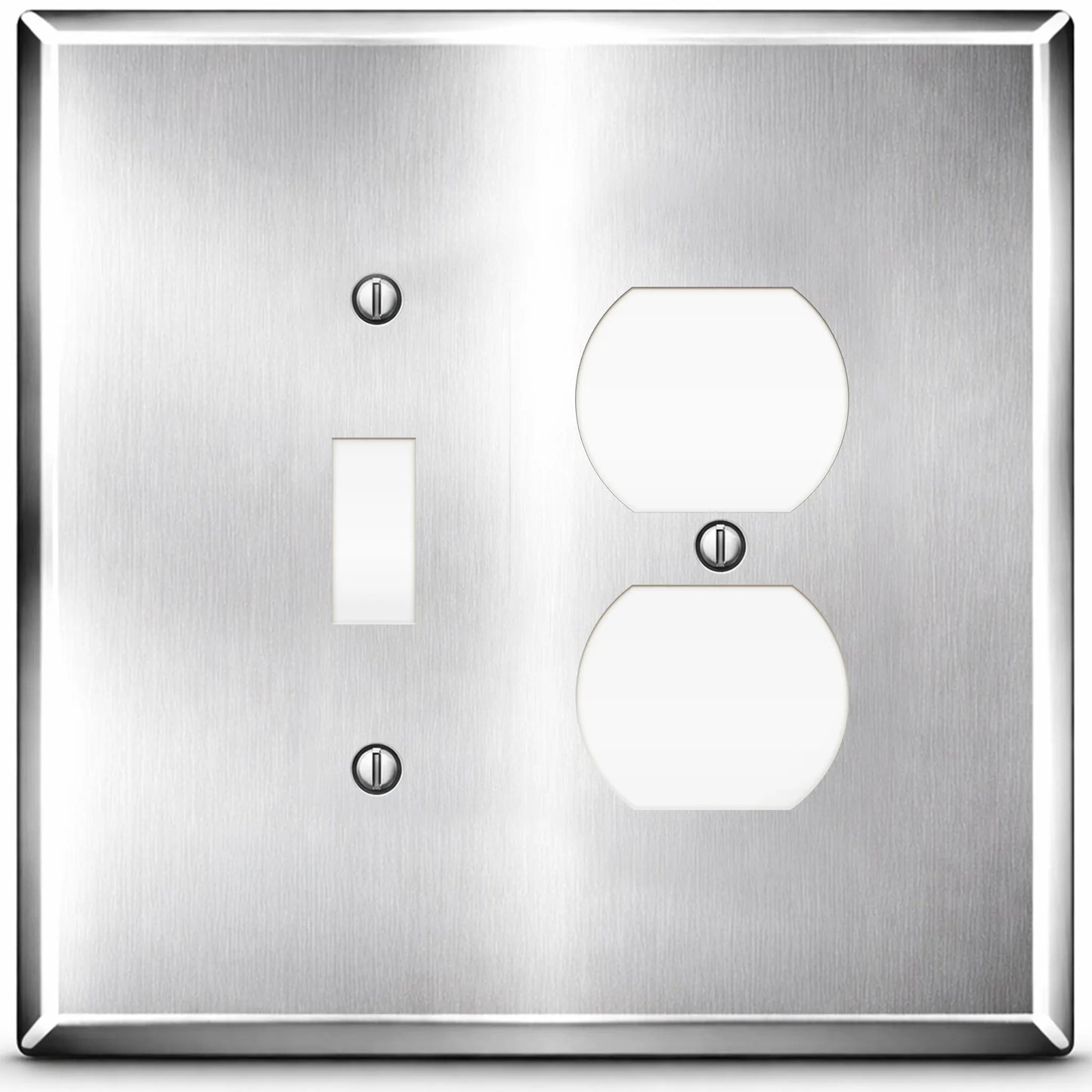 2 Gang Oversized Stainless Steel Duplex / Toggle Switch Plate - Made in USA