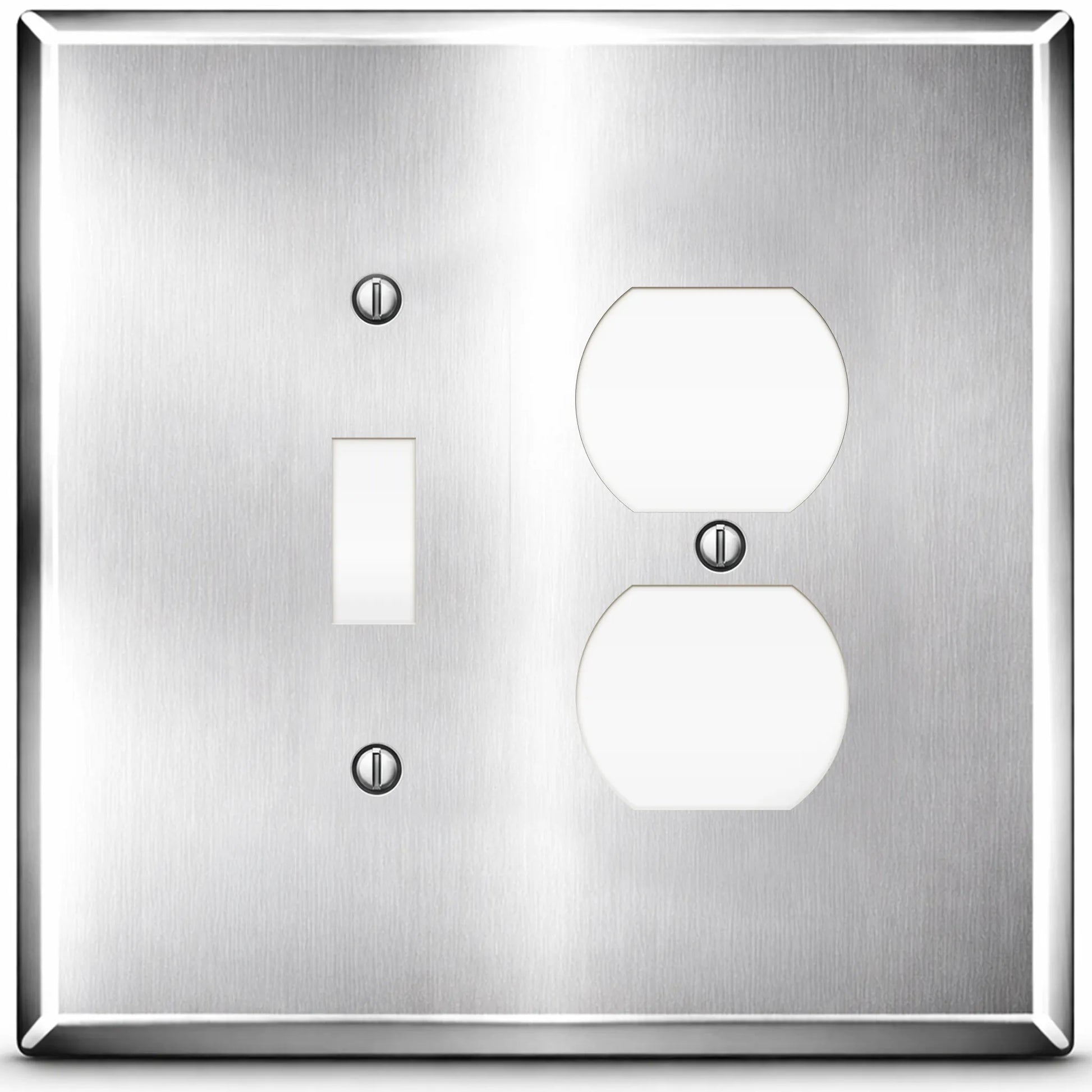 2 Gang Oversized Stainless Steel Duplex / Toggle Switch Plate - Made in USA