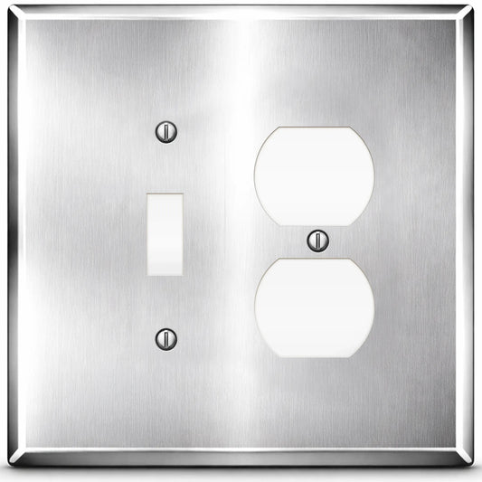 2 Gang Oversized Stainless Steel Duplex / Toggle Switch Plate - Made in USA