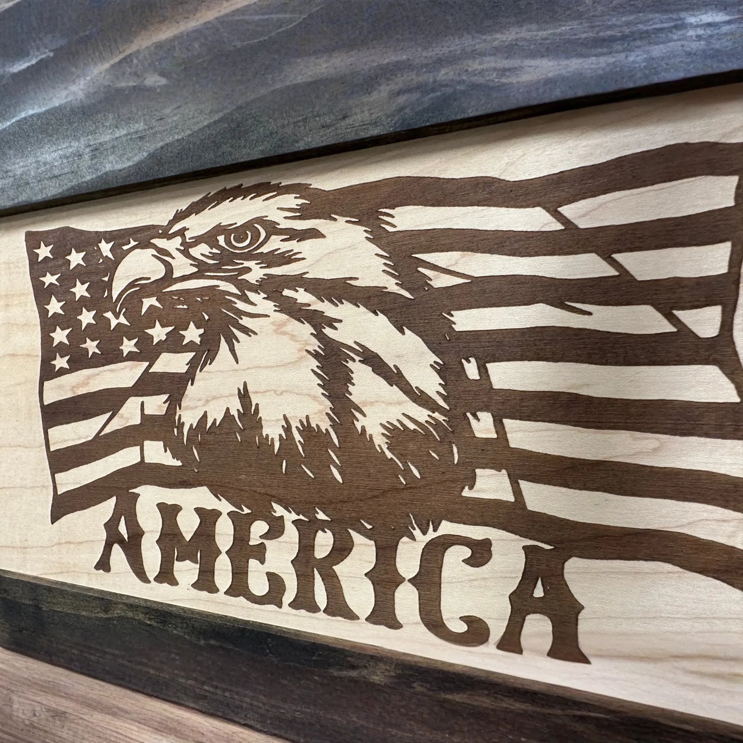 American Flag with Bald Eagle Patriotic Decorative Wall-Mounted Secure Gun Cabinet