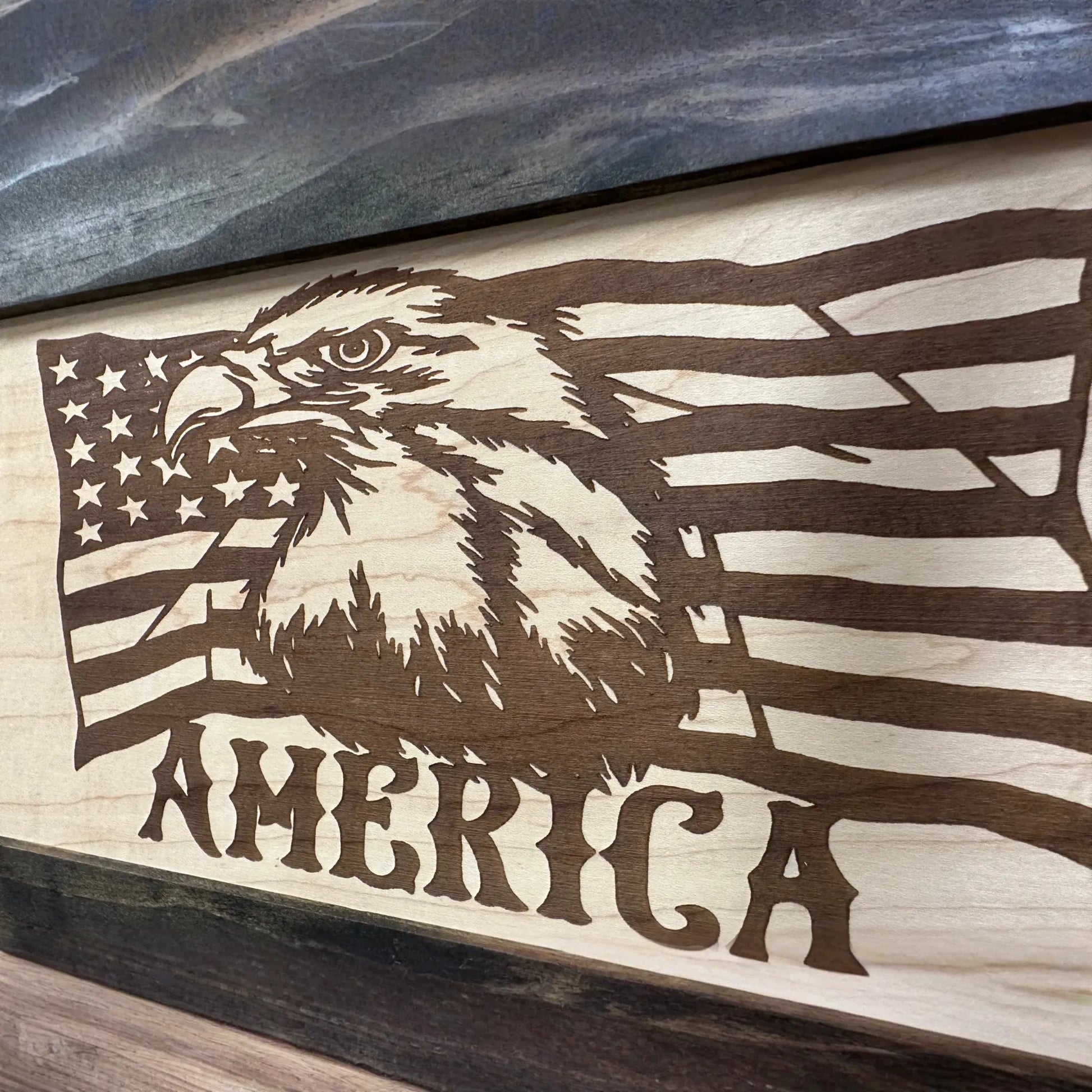 American Flag with Bald Eagle Patriotic Decorative Wall-Mounted Secure Gun Cabinet