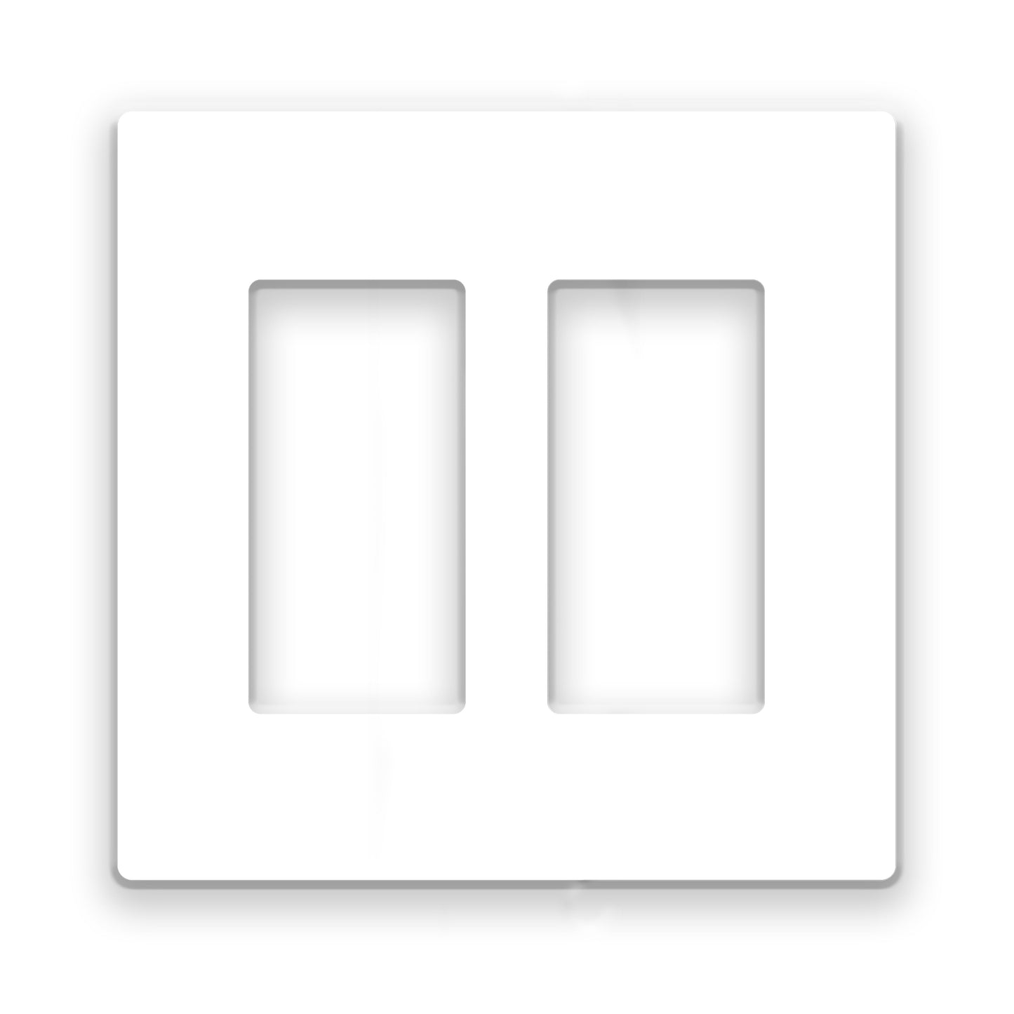 2-Gang White Screwless Rocker Switch Wall Plate