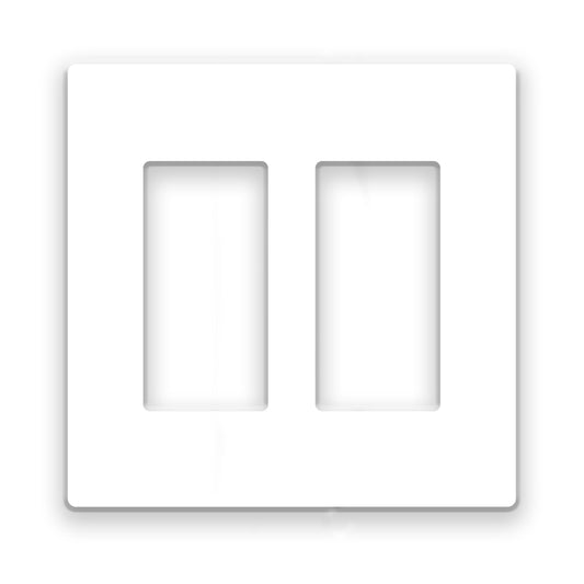 2-Gang White Screwless Rocker Switch Wall Plate