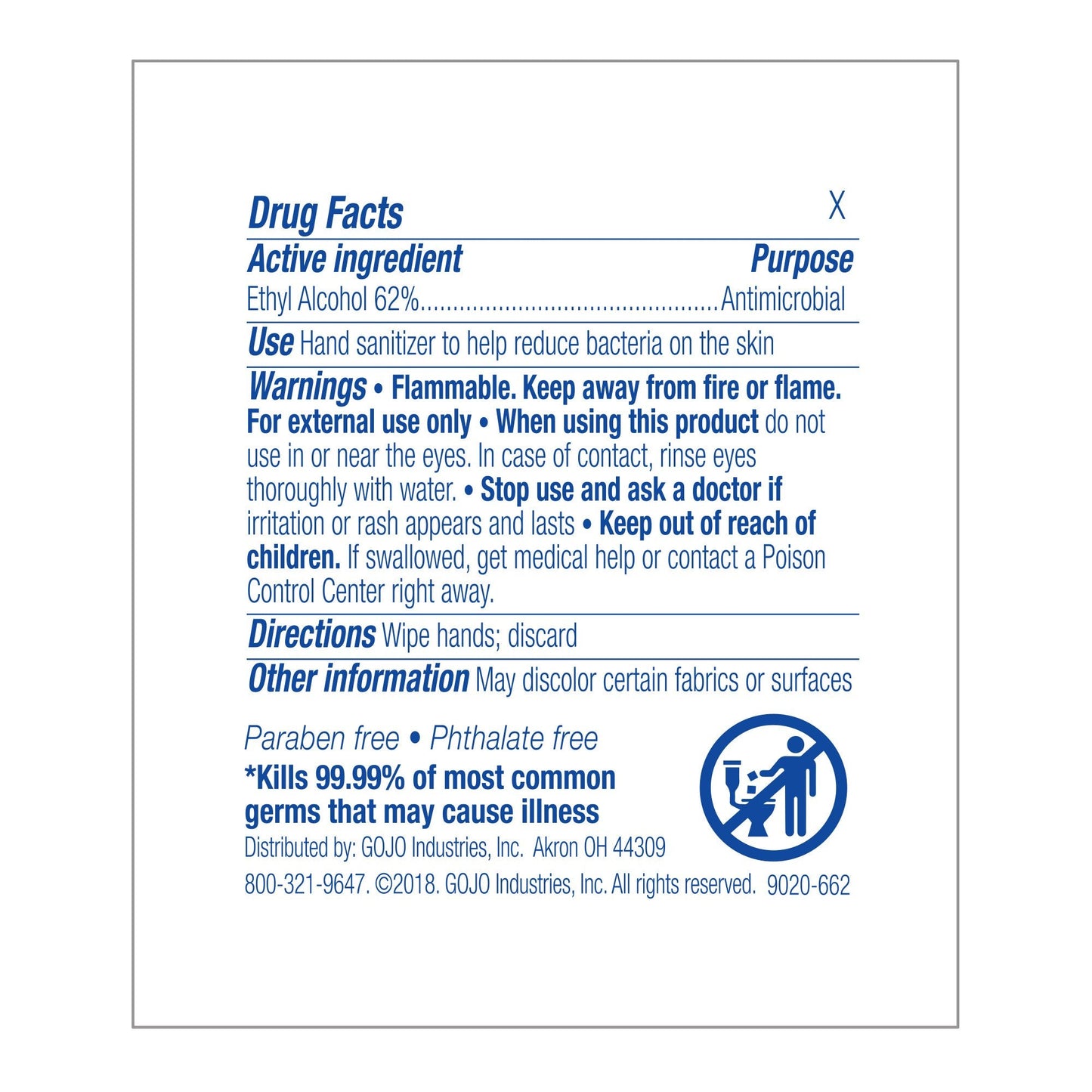 Purell Hand Sanitizing Wipe, Ethyl Alcohol 9022-10