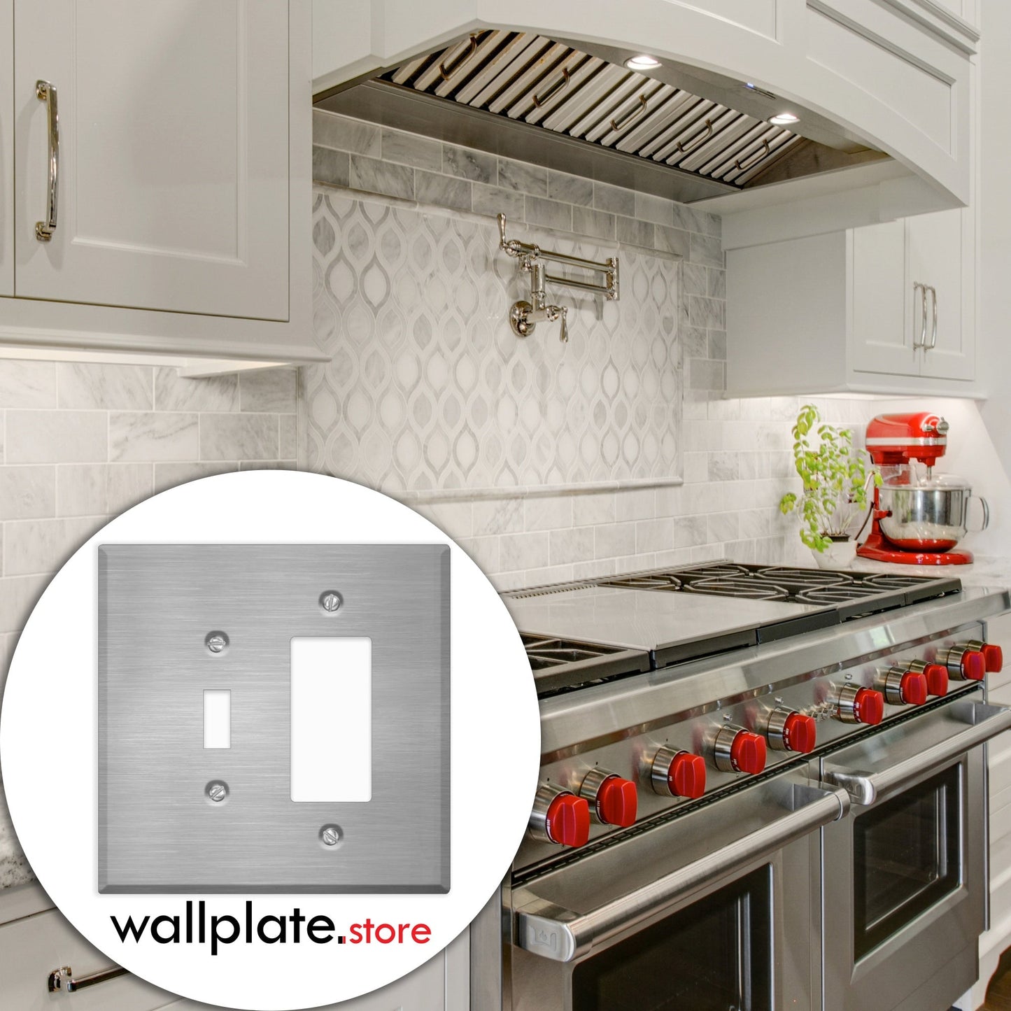 2-Gang Jumbo Oversize Stainless Steel Metal Wall Plate – 1 Decora® (Rocker/GFCI) + 1 Toggle Switch