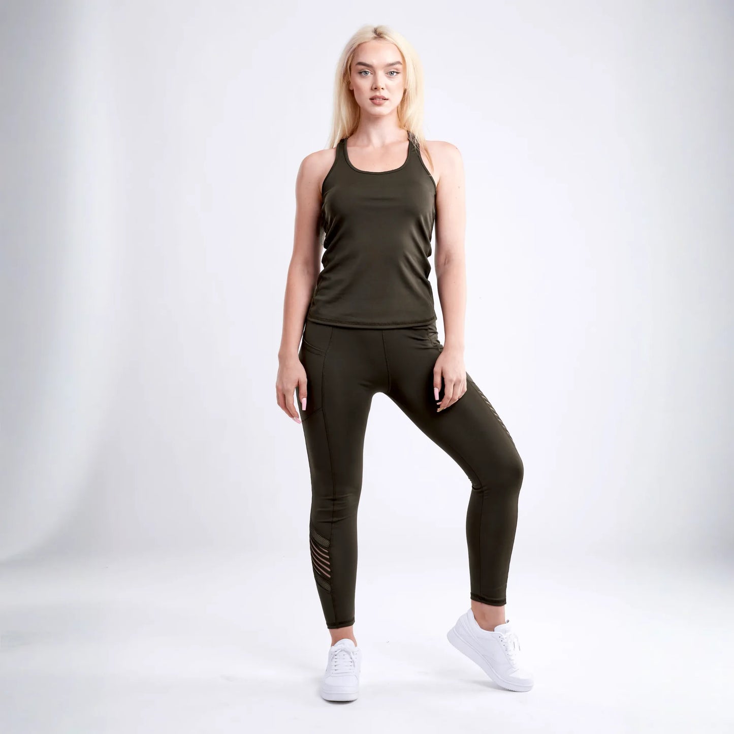 JupiterGear High-Waisted Pilates Leggings with Side Pockets & Mesh Panels