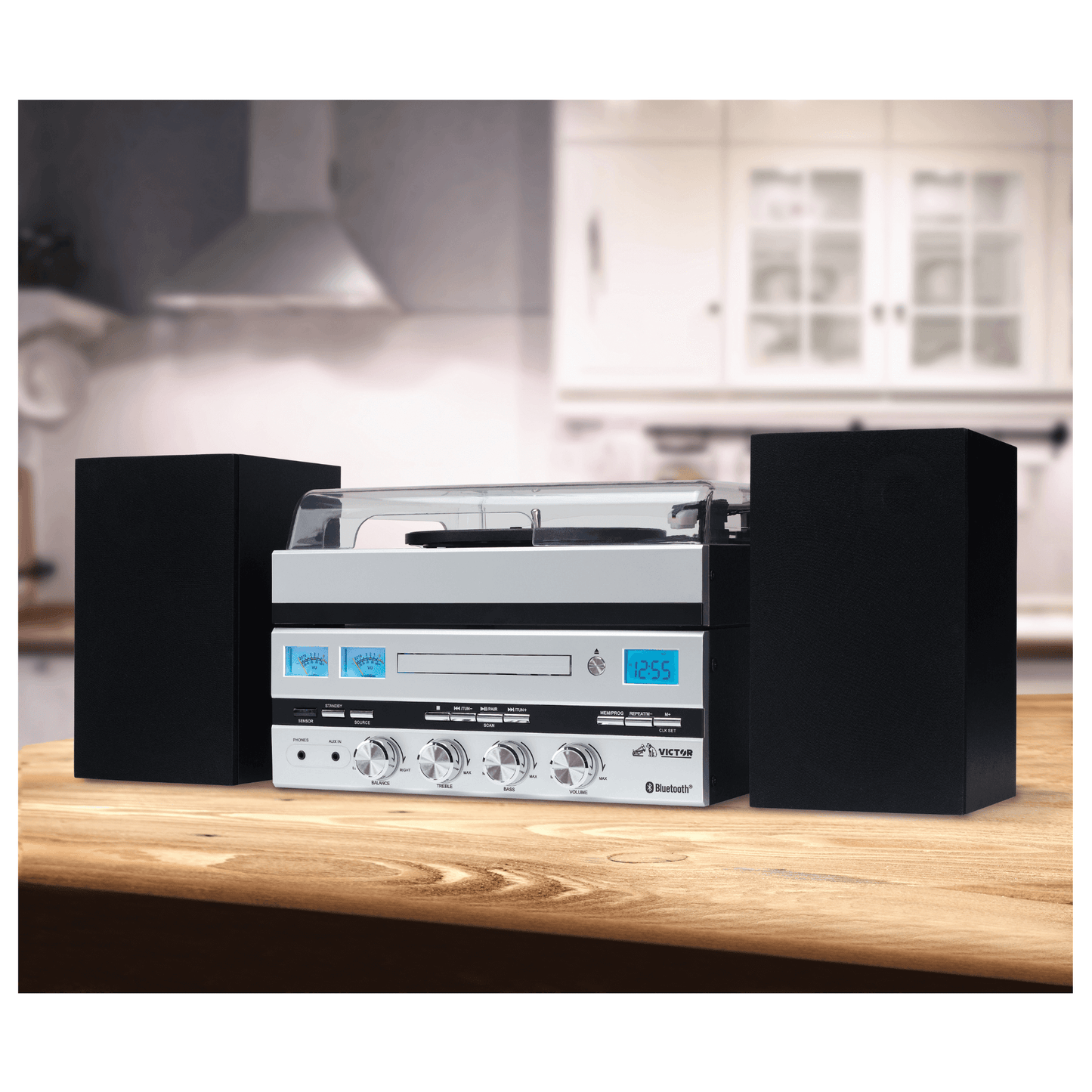 Victor Geneva 5-in-1 Desktop Music Center w Streaming Capabilities and FM Radio