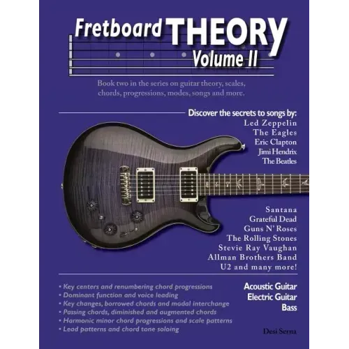 Fretboard Theory Volume II: Book two in the series on guitar theory, scales, chords, progressions, modes, songs, and more.