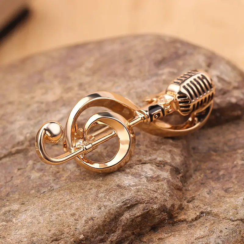 Music Mic Brooch Pin - Elegant Music-Themed Accessory with Microphone Pin for Musicians and Music Lovers